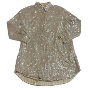 Style Rack Shirt Dress Womens Small Gold Sequin Sparkly Party Glam